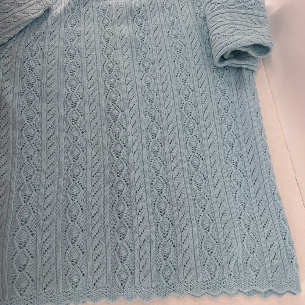 Vtg women's Sweater Sz Large Blue Orlon Acrylic Cable Knit Wintuk Cardigan‎ - Picture 5 of 8